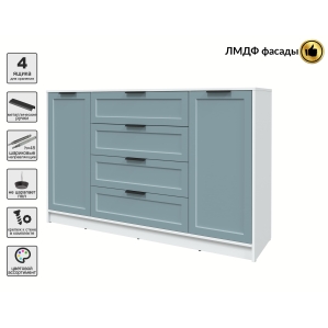 Тумба Тренд КТ-Т160 (Белый ЛДСП/ Океан ЛМДФ) Ш1600 В1020 Г451 Тумба Тренд КТ-Т160 (Белый ЛДСП/ Океан ЛМДФ) Ш1600 В1020 Г451